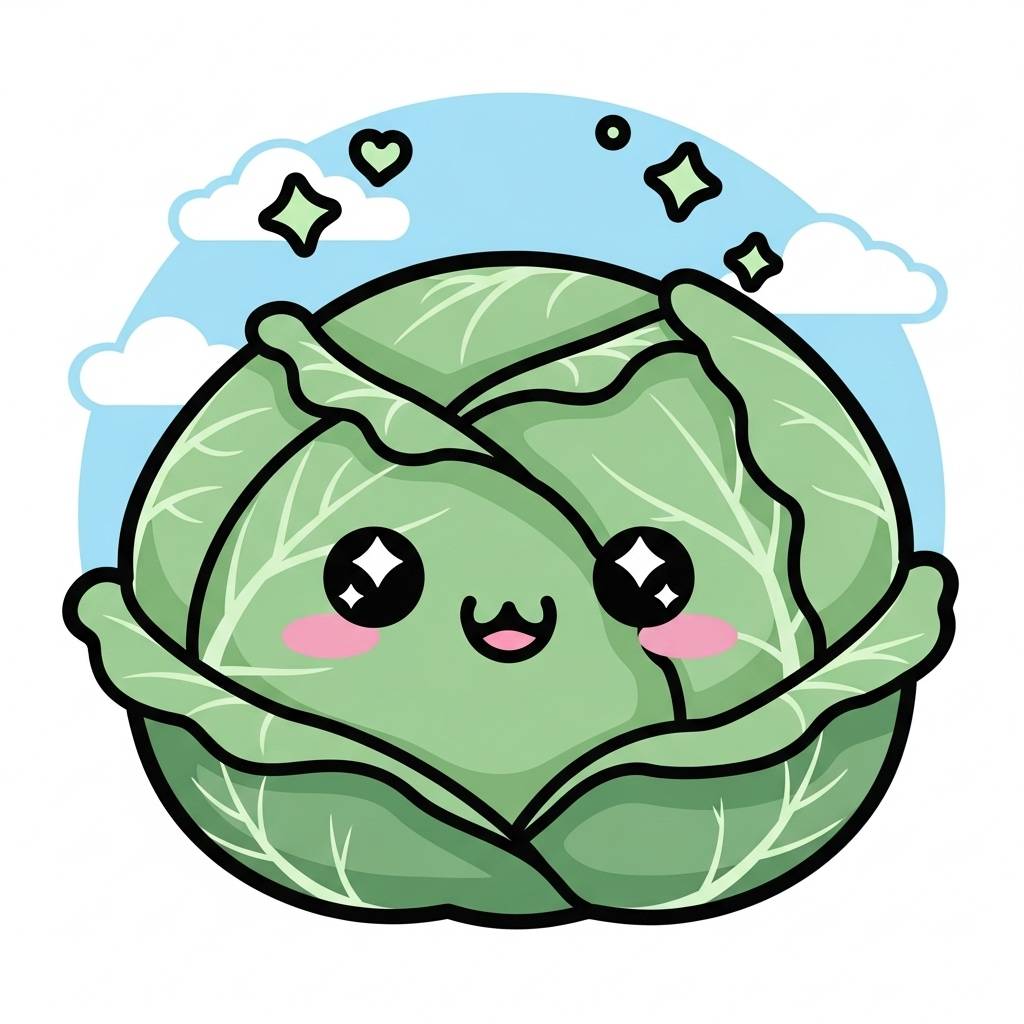 Couve kawaii: desenho adorável e fácil de couve no estilo kawaii