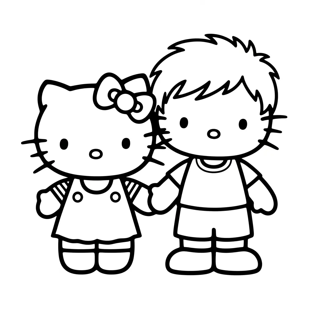 Desenho da Hello Kitty com Dear Daniel para colorir