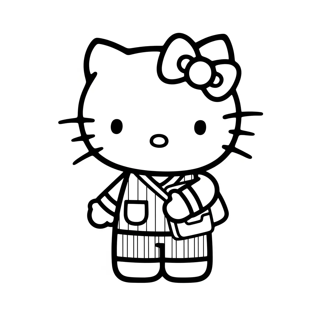 Desenho da Hello Kitty com detalhes médios para colorir