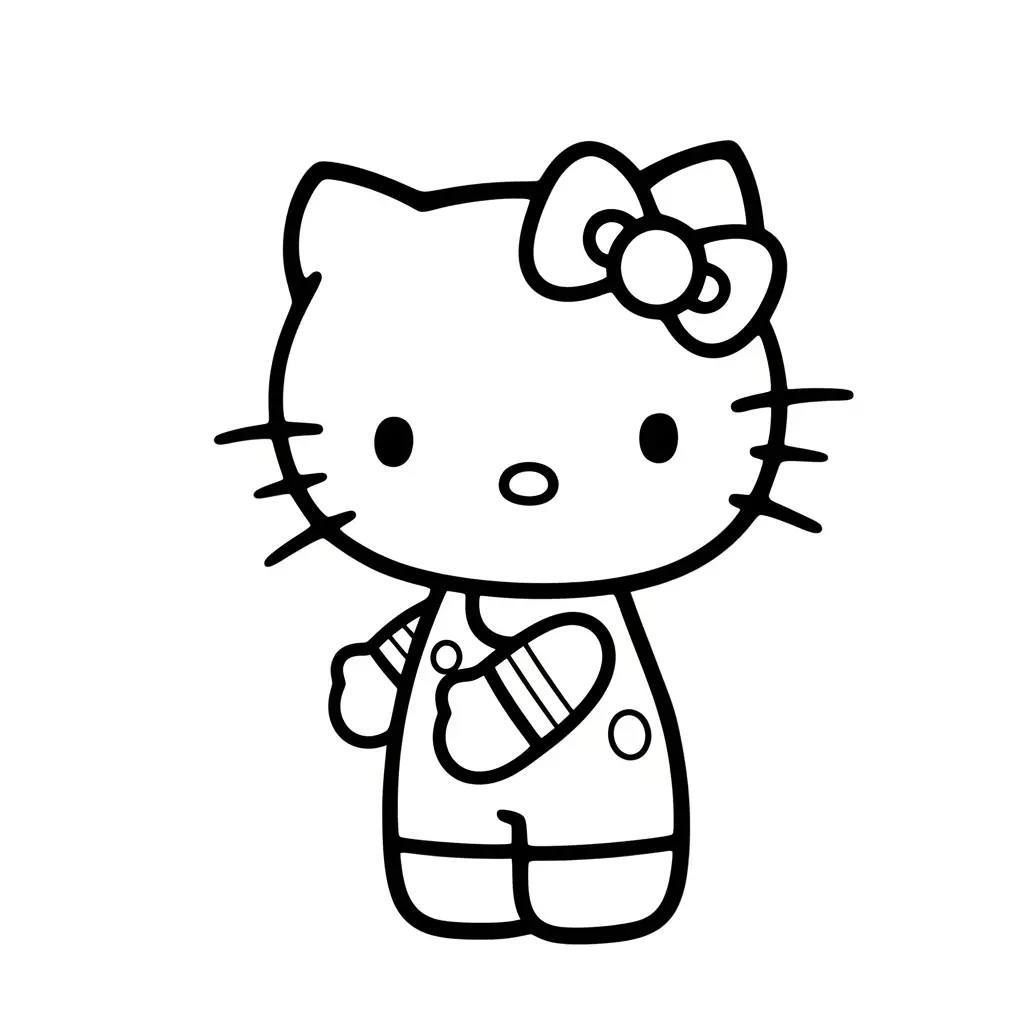Desenho da Hello Kitty kawaii fofo para colorir