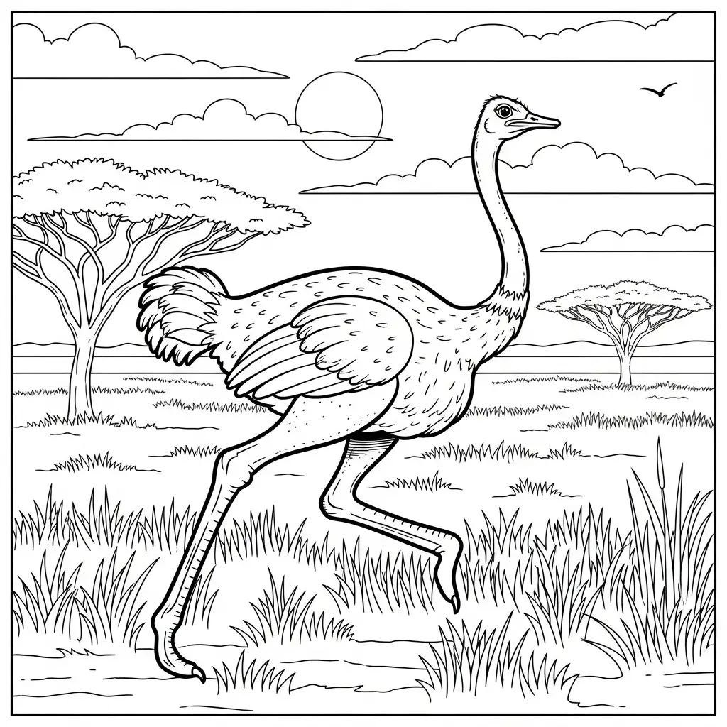 Desenho de Avestruz para colorir