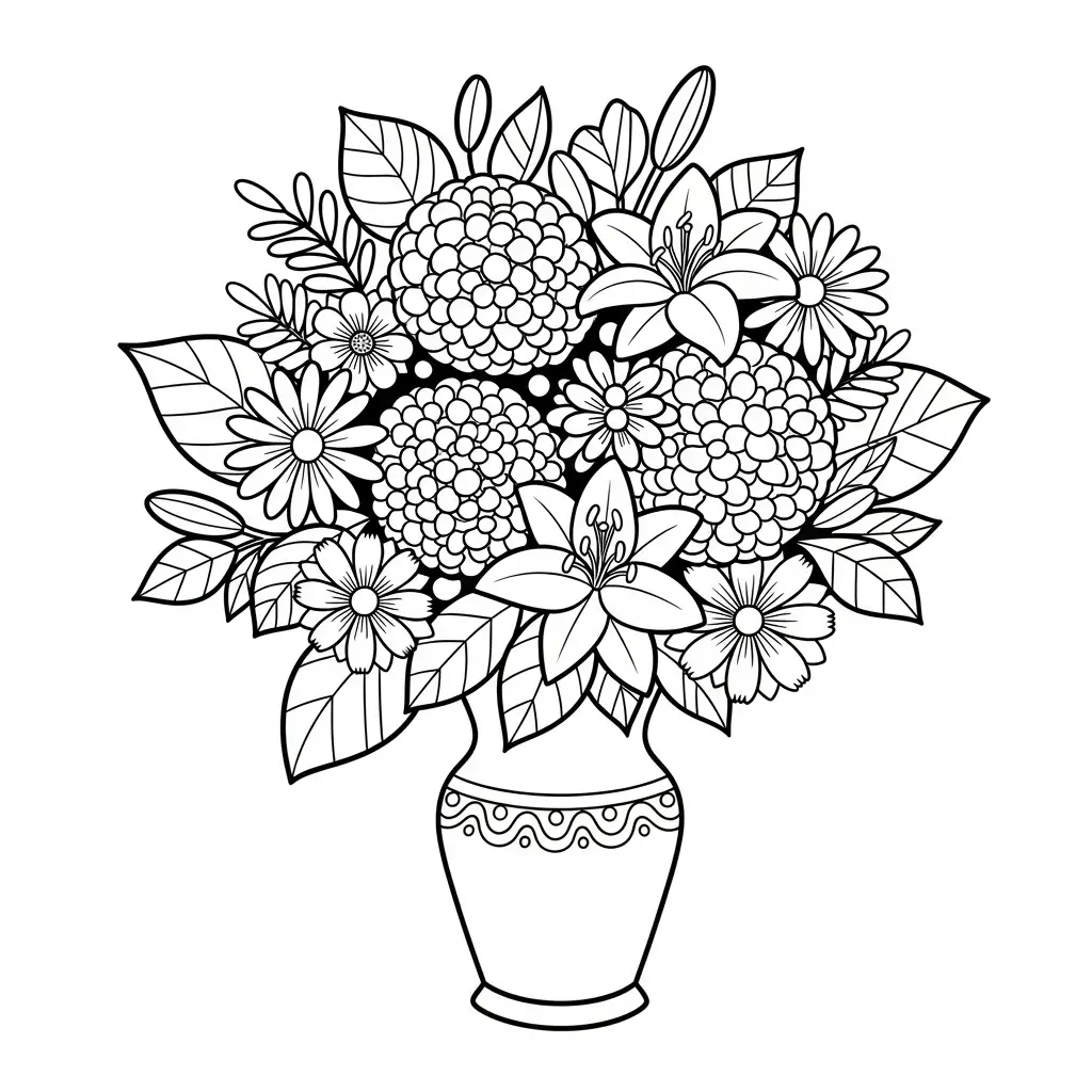 Desenho de Bouquet de Flores para colorir