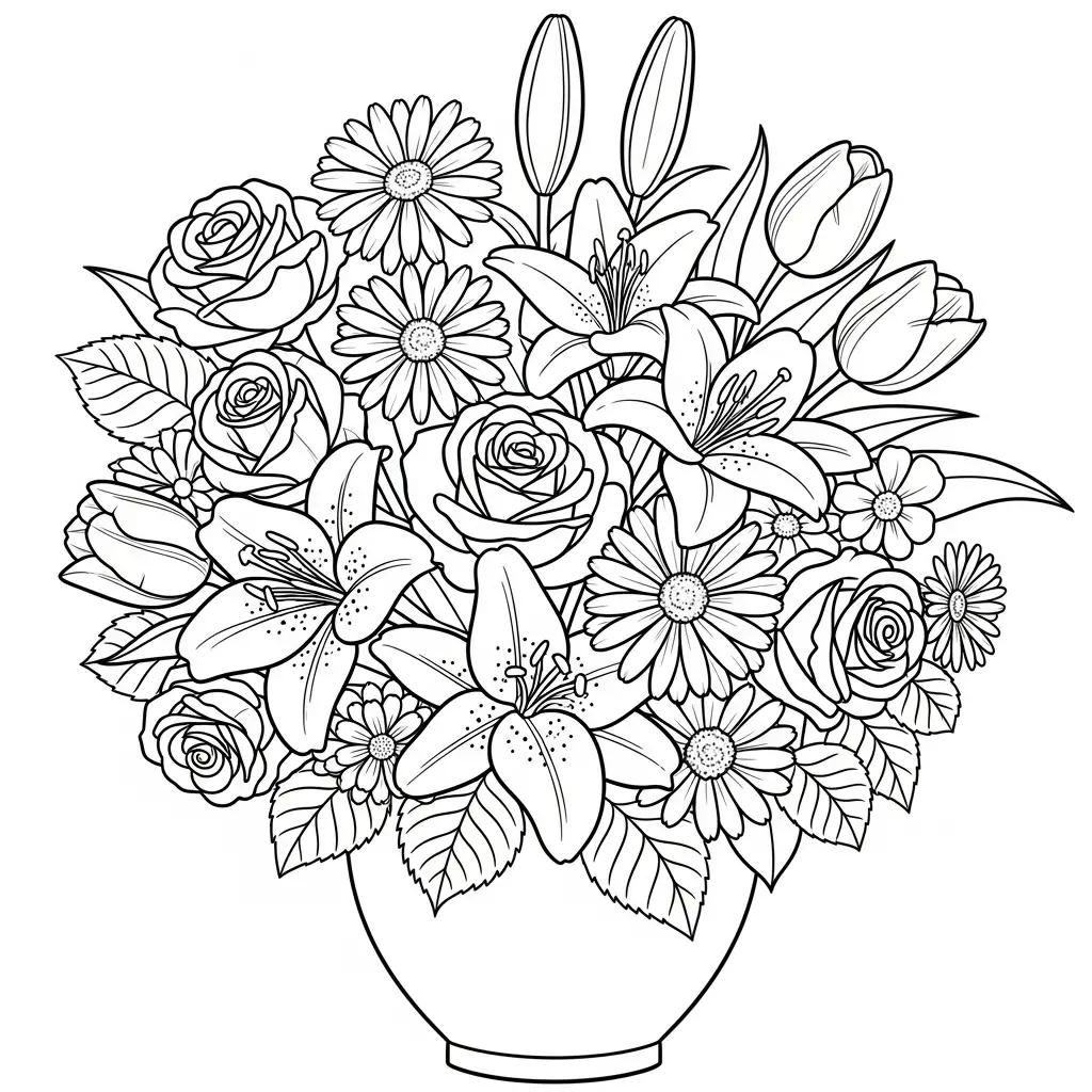 Desenho de Bouquet de Flores para colorir