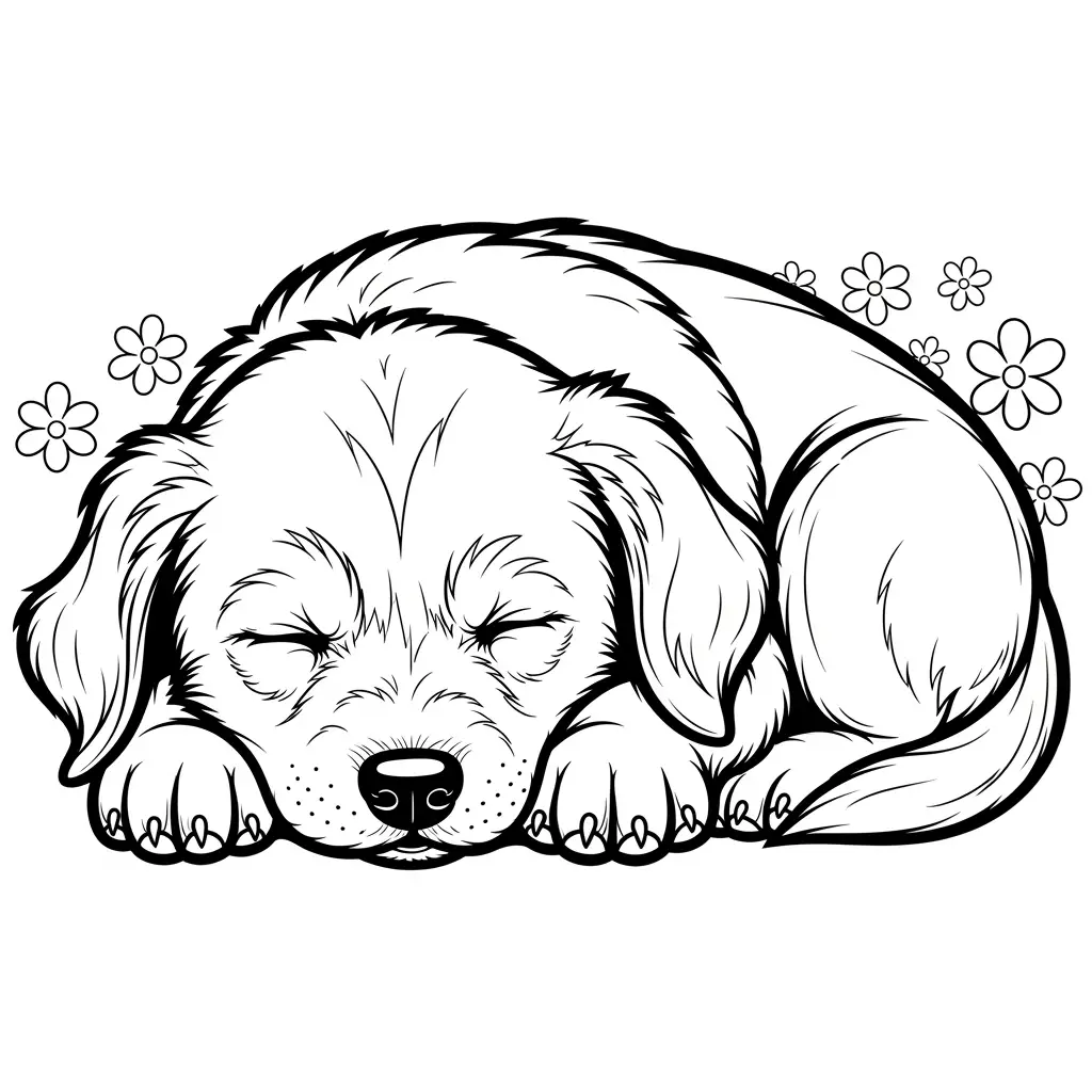 Desenho de Cachorrinho dormindo para colorir