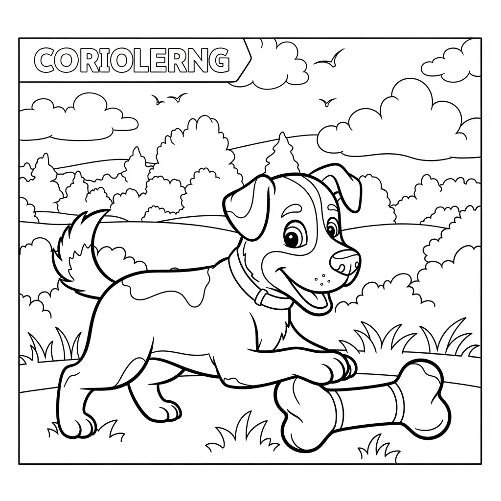 Desenho de Cachorro com Boneco para colorir