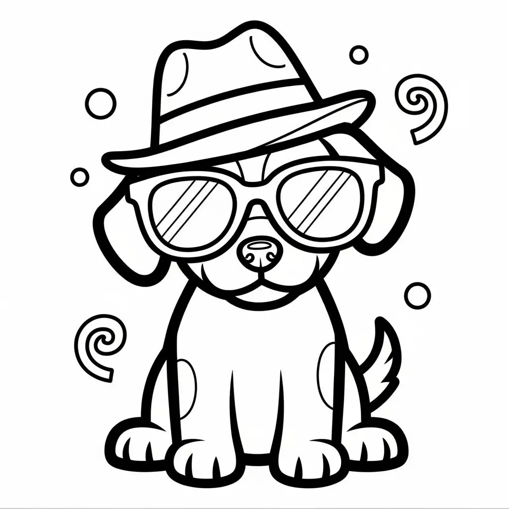 Desenho de Cachorro com Chapéu para colorir