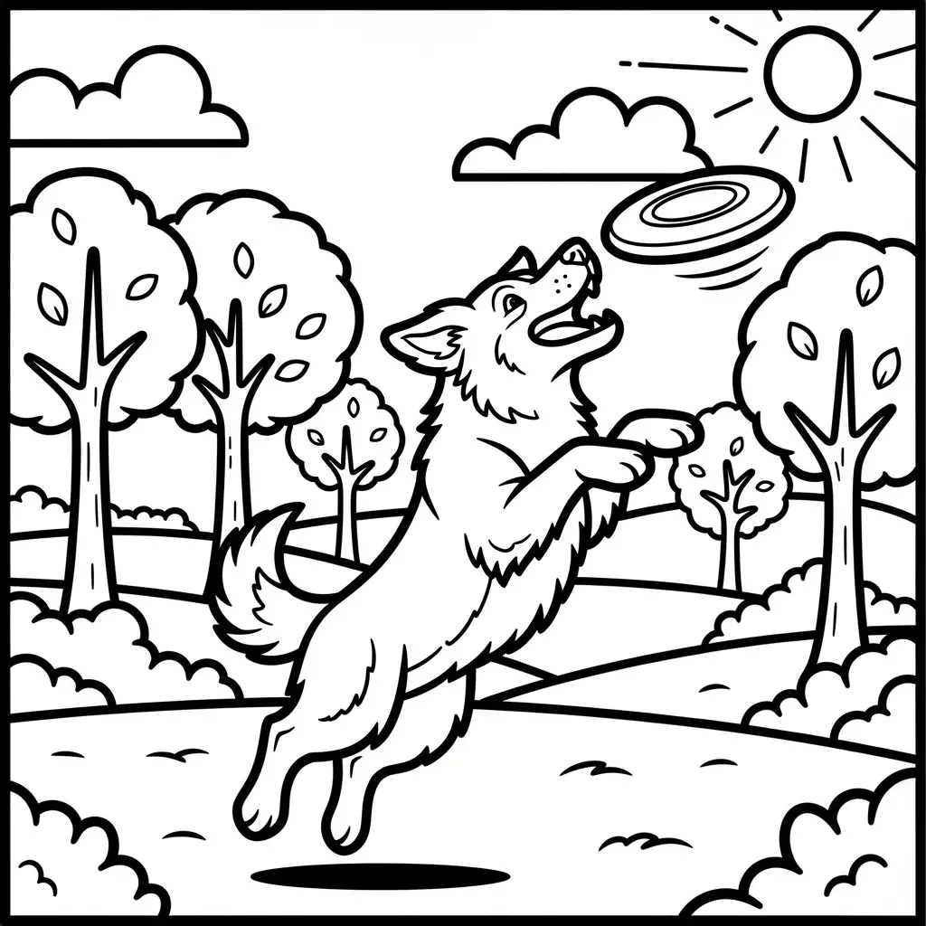 Desenho de Cachorro para colorir em um parque