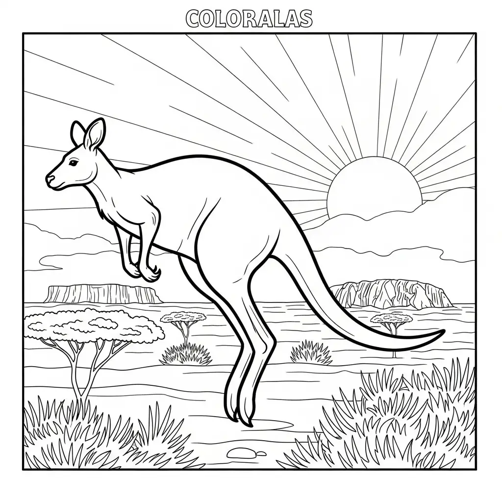 Desenho de Canguru Saltitante para colorir