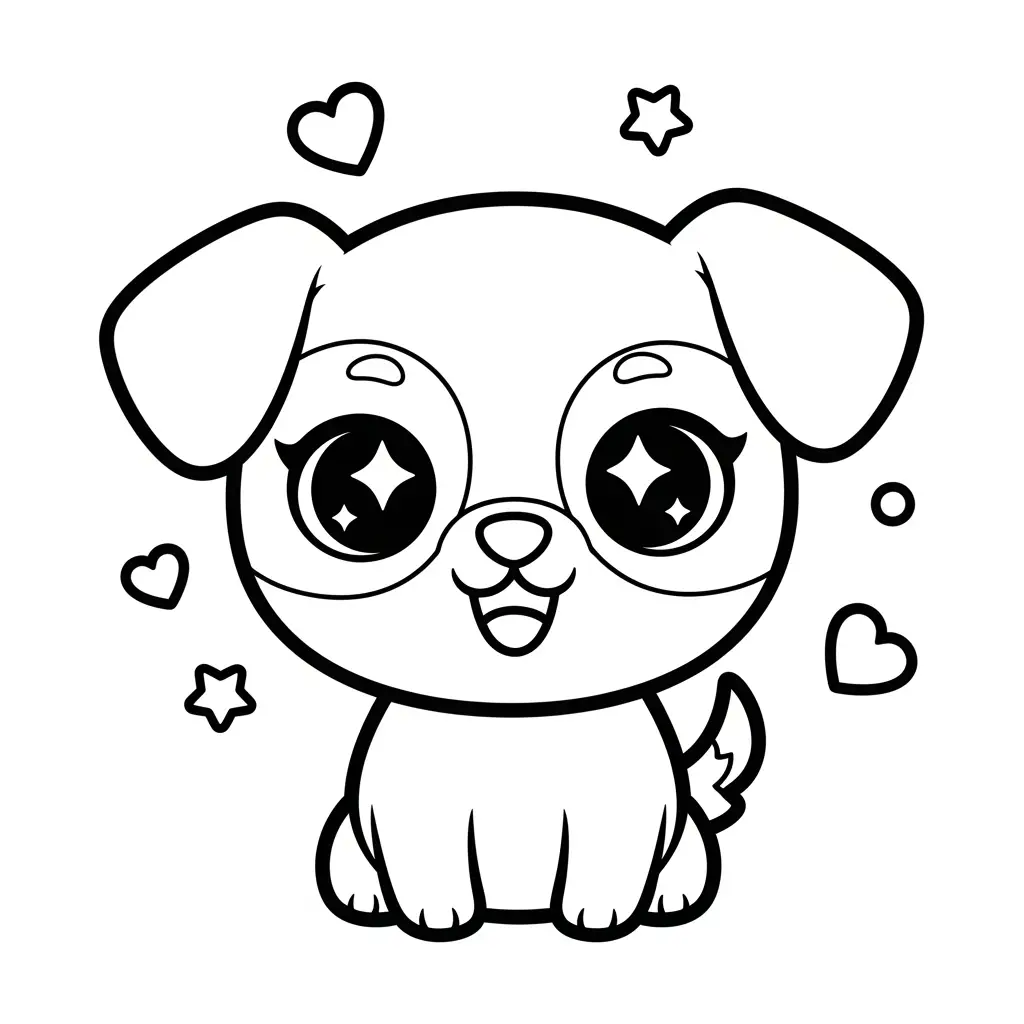 Desenho de Cão Kawaii para colorir