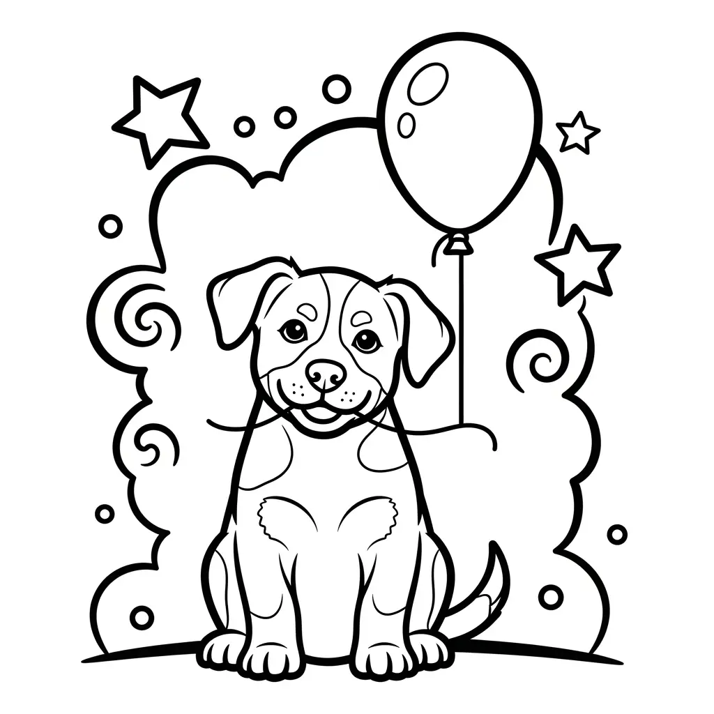 Desenho de Cãozinho com Balão para colorir