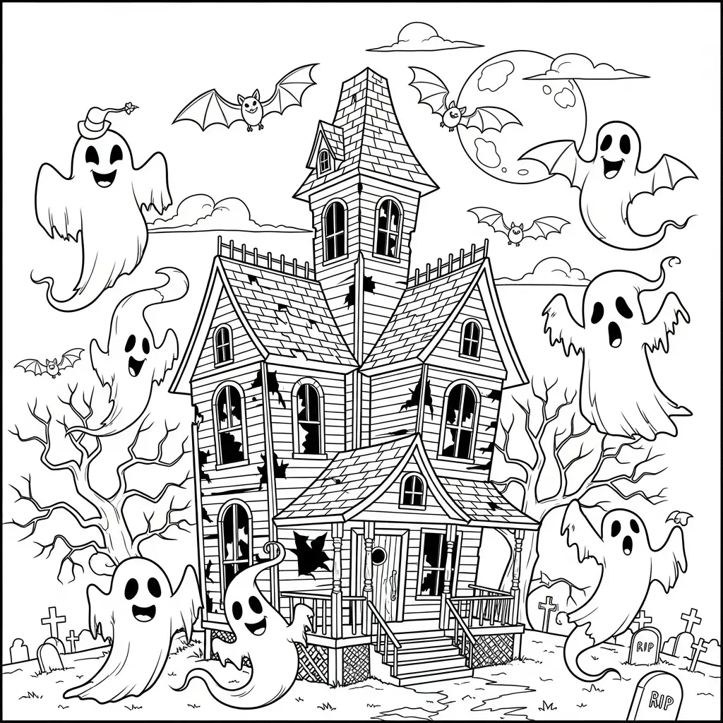 Desenho de Casa Assombrada para colorir