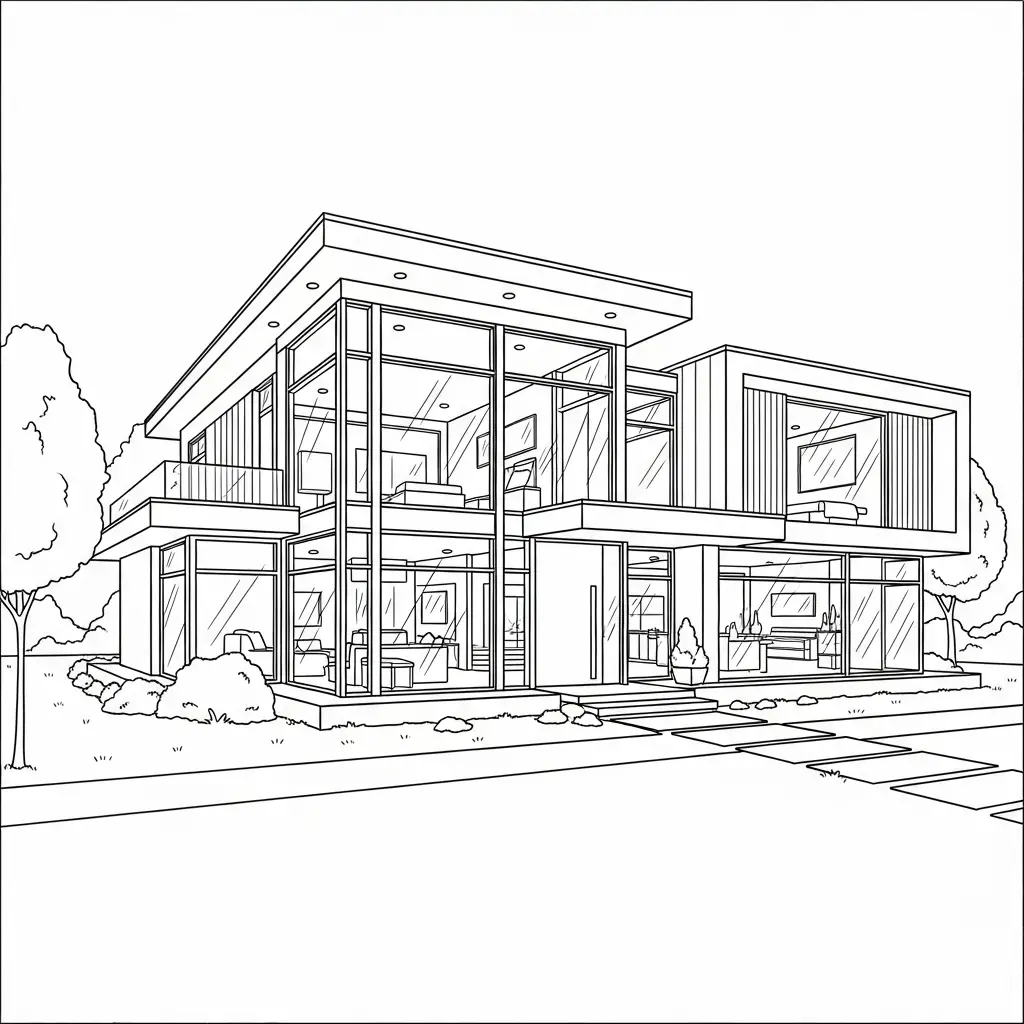 Desenho de Casa Moderna para colorir