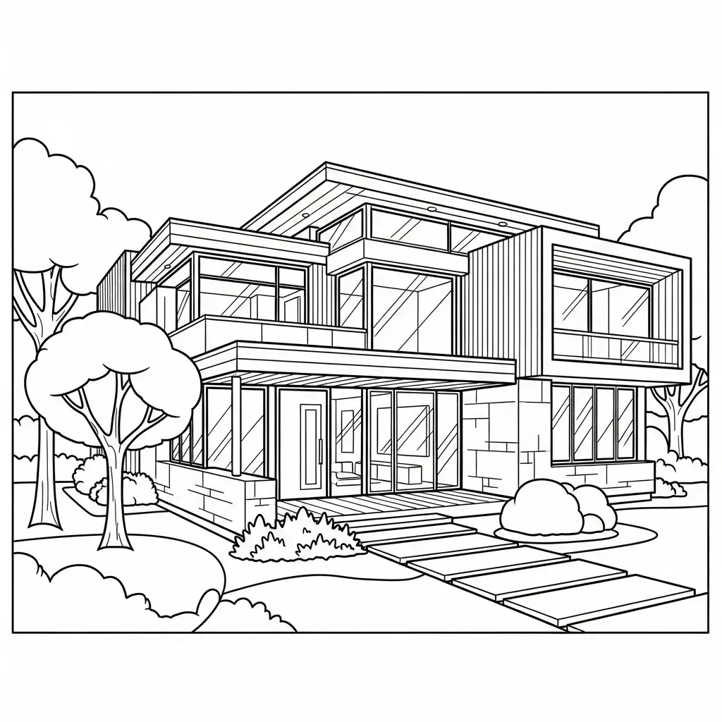 Desenho de Casa Moderno para colorir