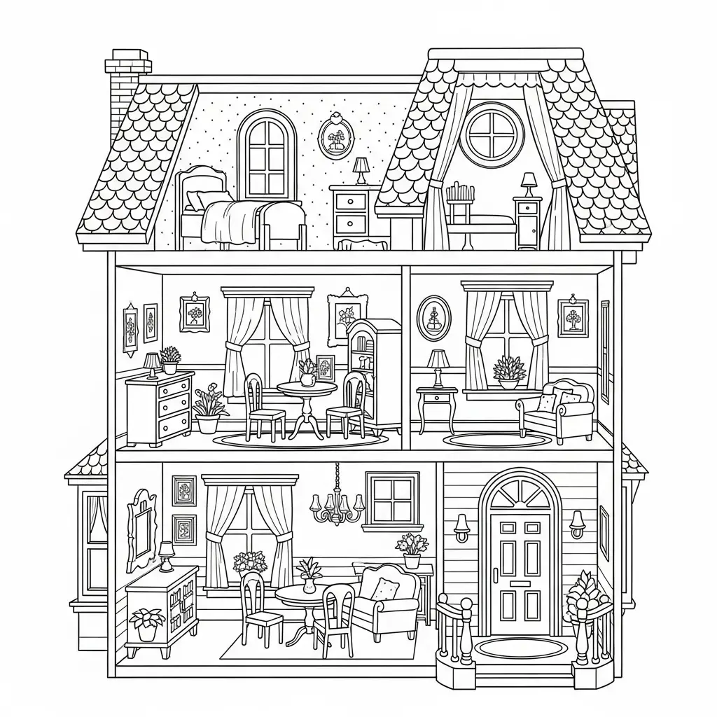 Desenho de Casa de Boneca para colorir