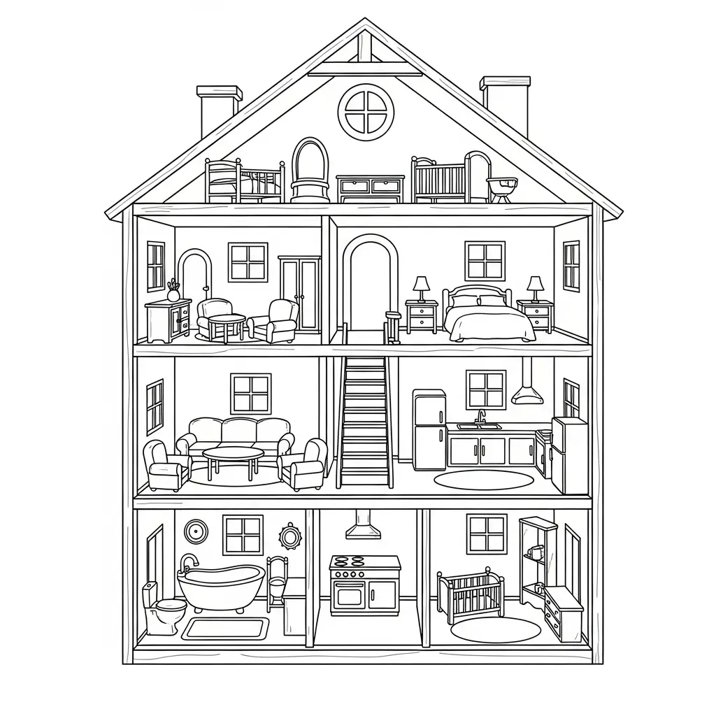 Desenho de Casa de Bonecas para colorir