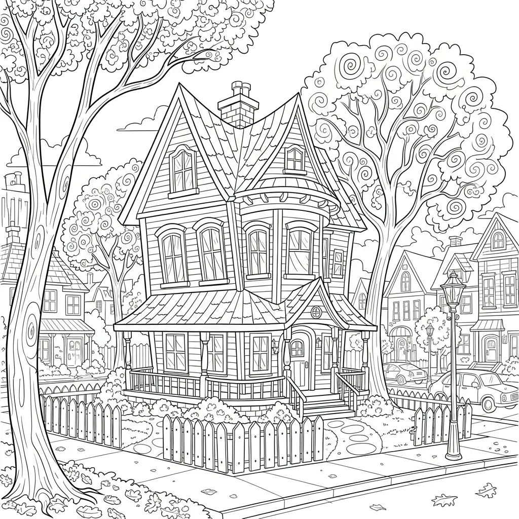 Desenho de Casa de Esquina para colorir