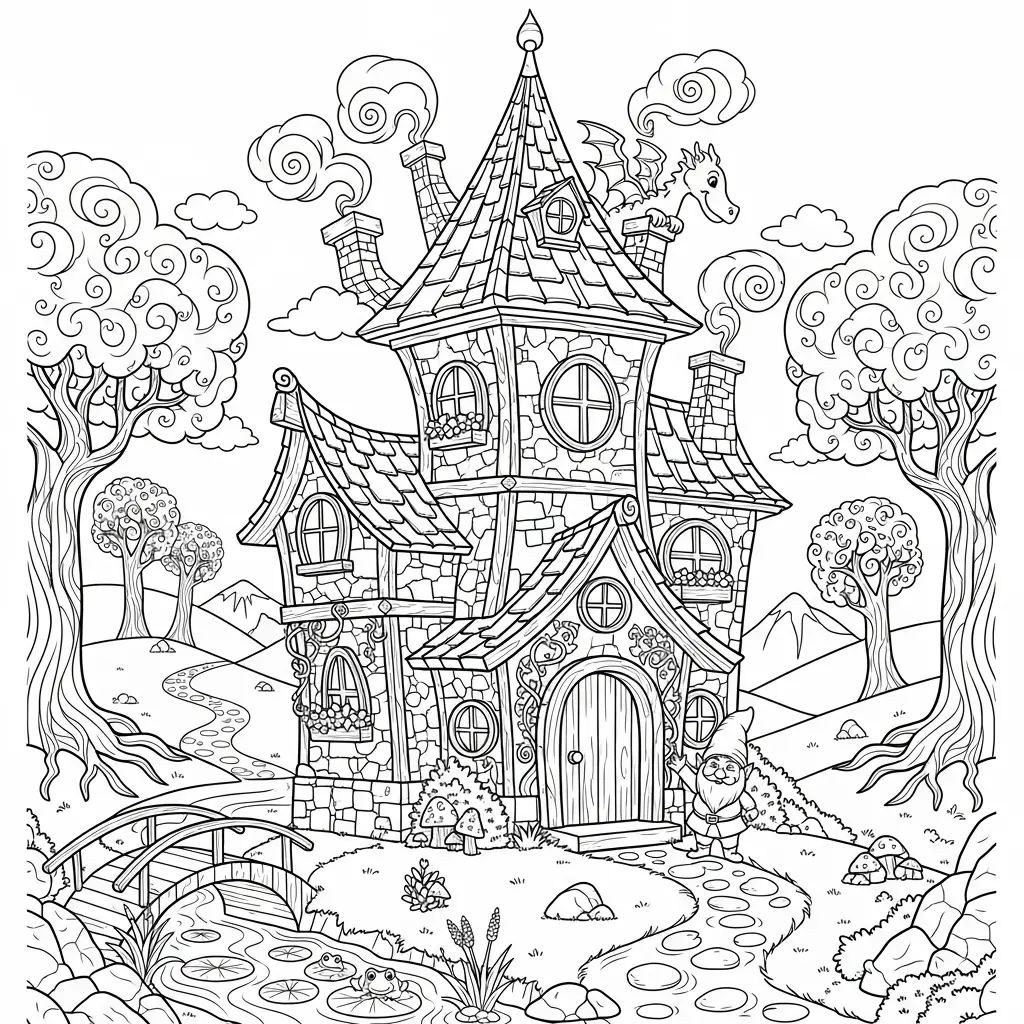 Desenho de Casa de Fantasia para colorir