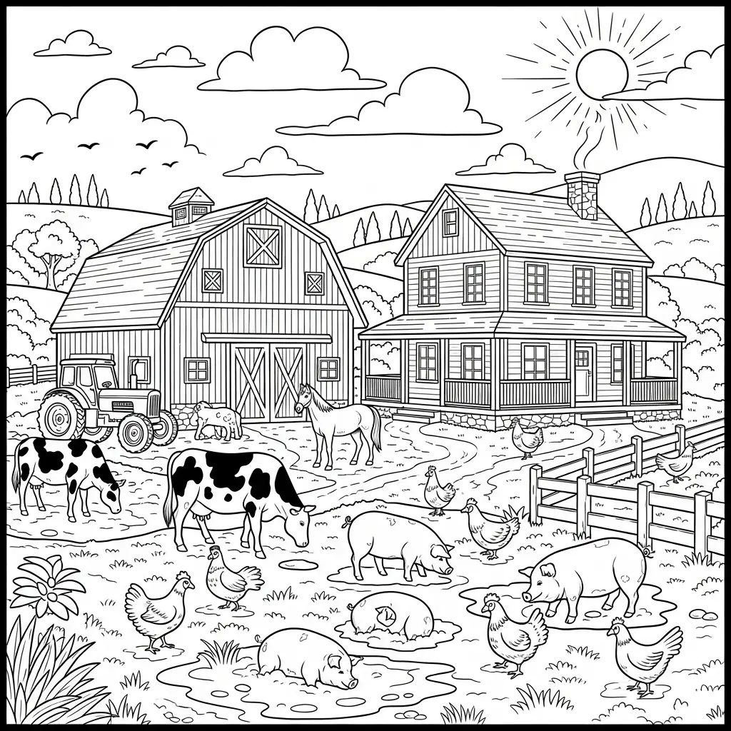 Desenho de Casa de Fazenda para colorir