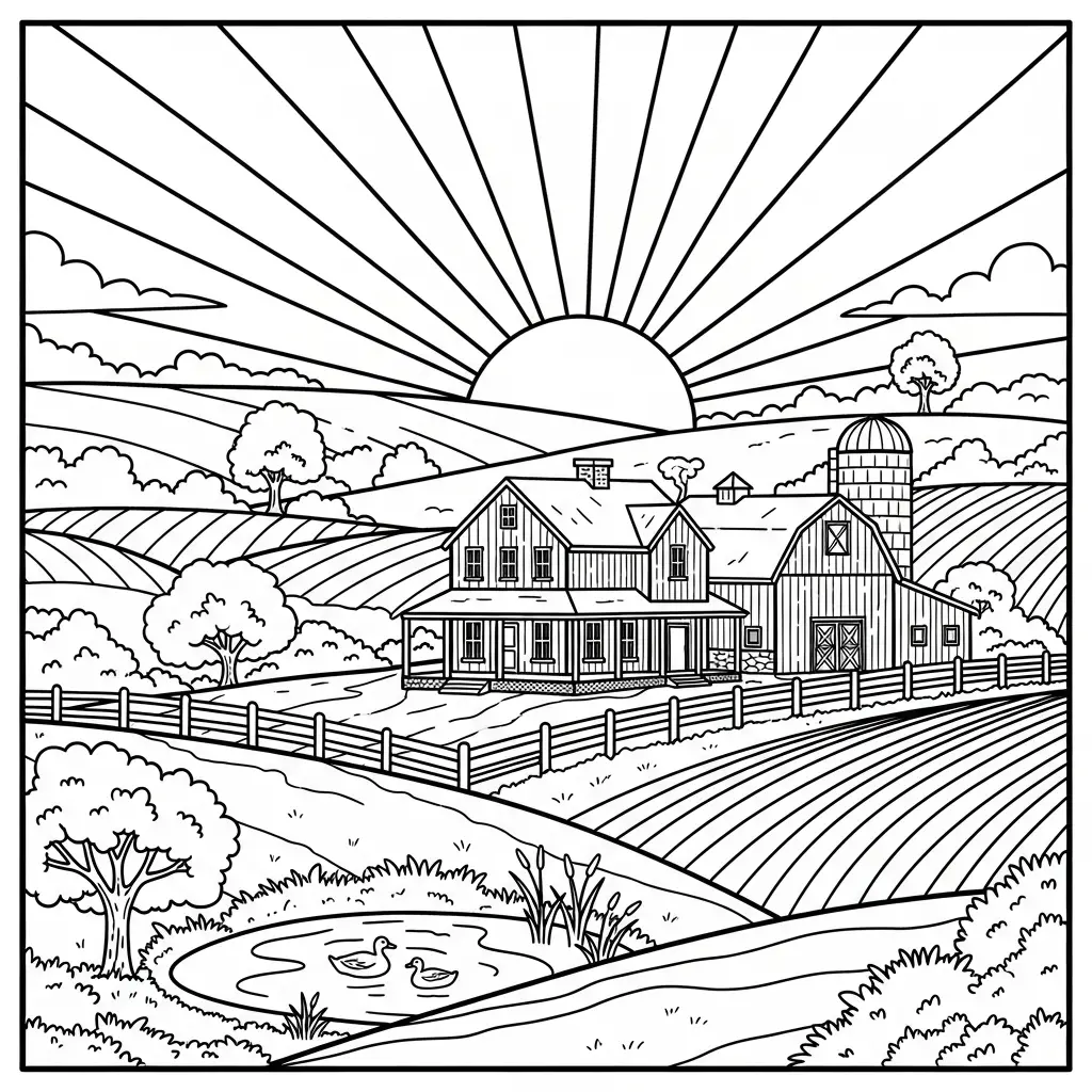 Desenho de Casa de Fazenda para colorir