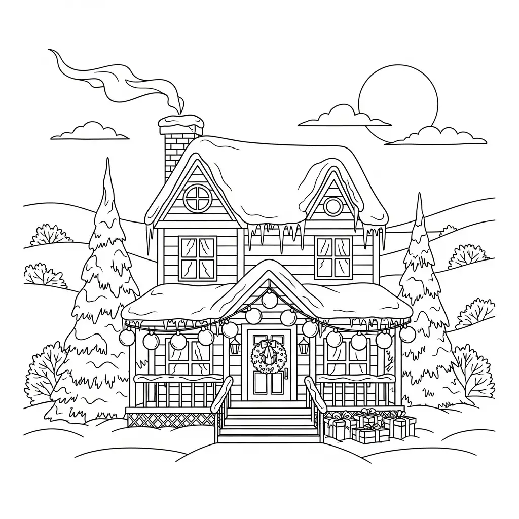 Desenho de Casa de Férias para colorir