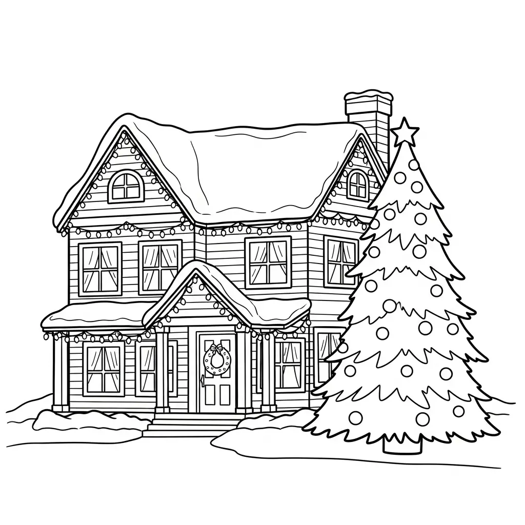 Desenho de Casa de Natal para colorir