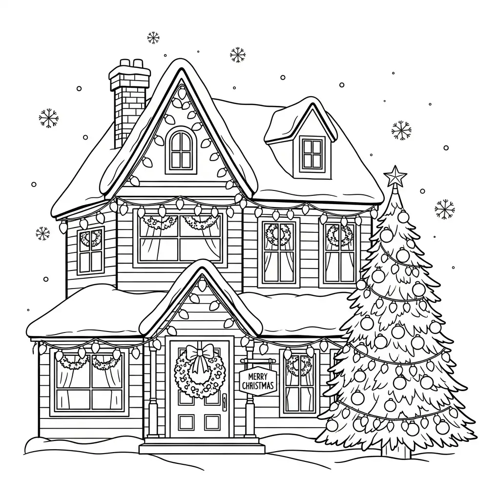 Desenho de Casa de Natal para colorir