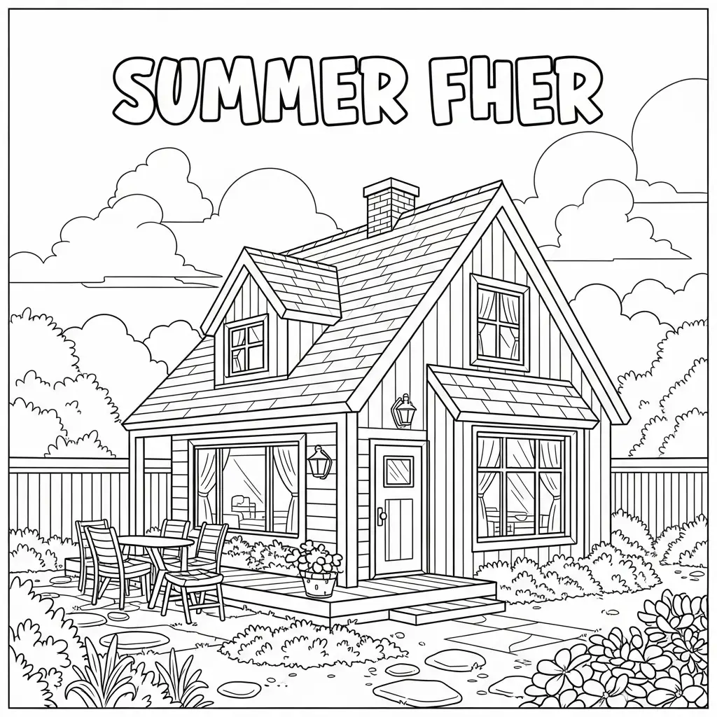 Desenho de Casa de Verão para colorir