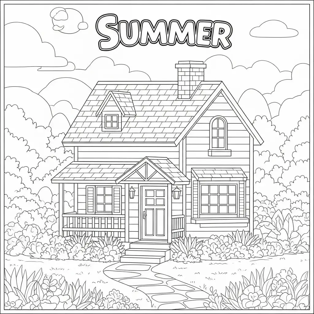 Desenho de Casa de Verão para colorir