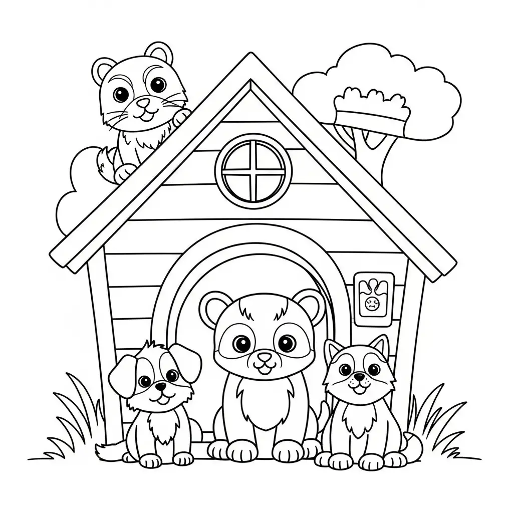 Desenho de Casa dos Animais para colorir