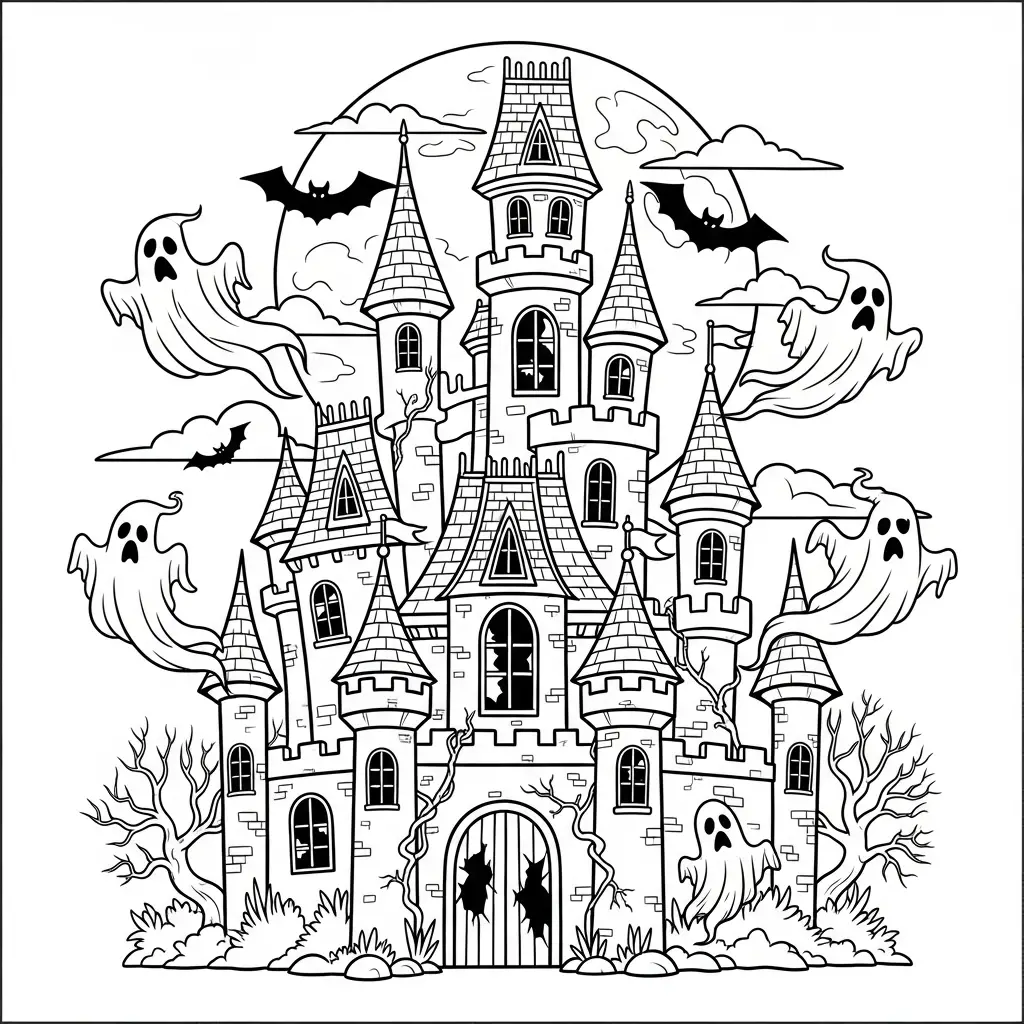 Desenho de Castelo assombrado para colorir