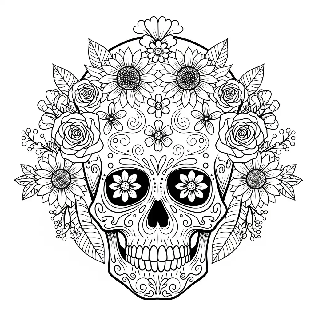 Desenho de Caveira Decorada para colorir