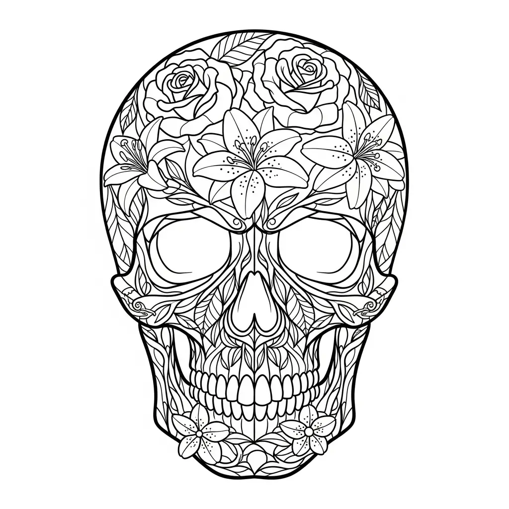 Desenho de Caveira estilizada para colorir