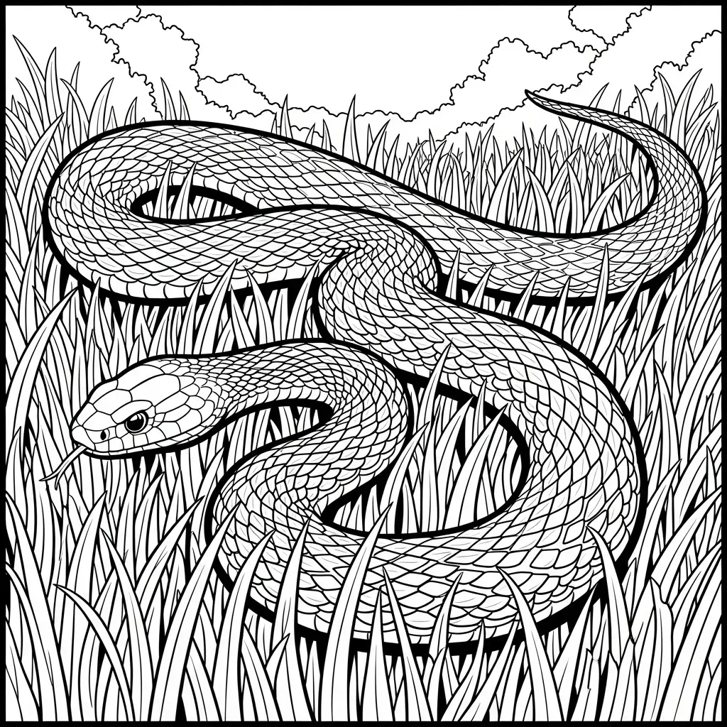 Desenho de Cobra Serpenteante para colorir