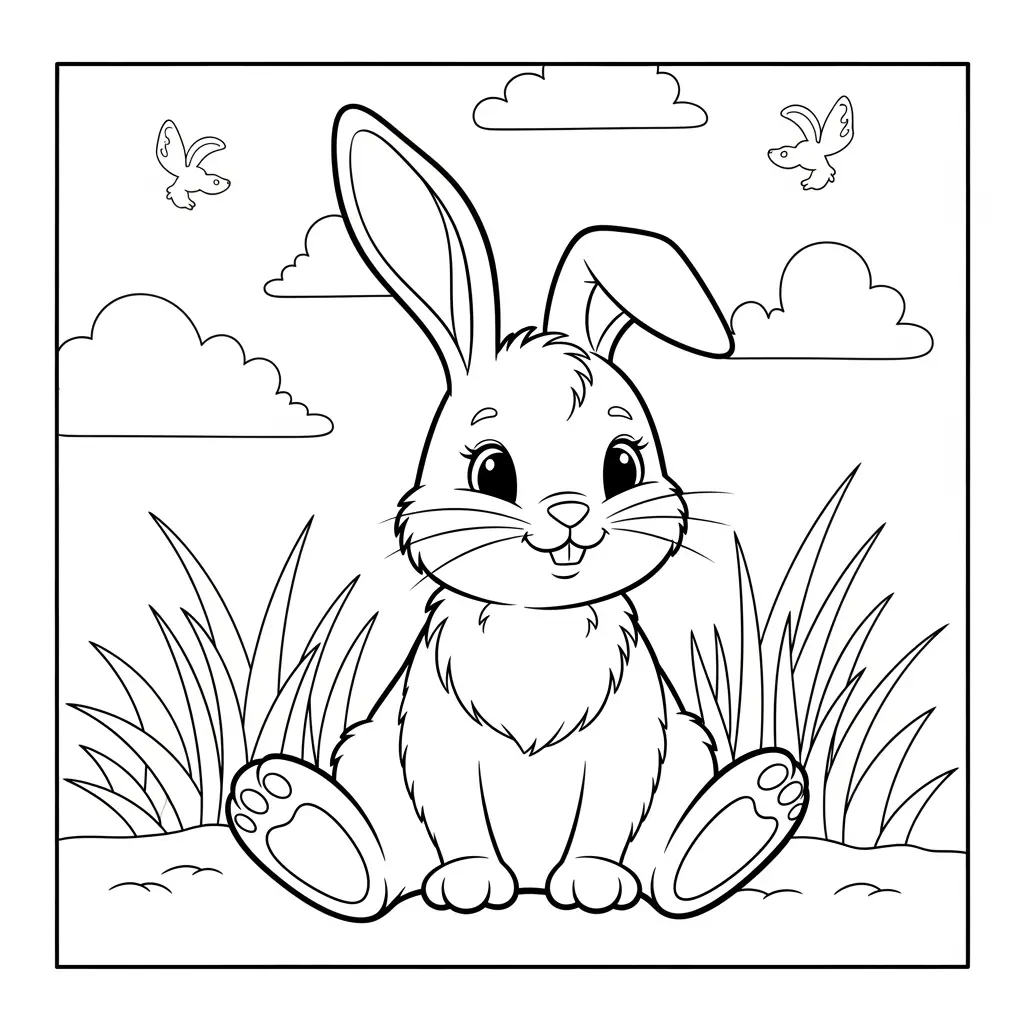 Desenho de Coelho fofinho para colorir