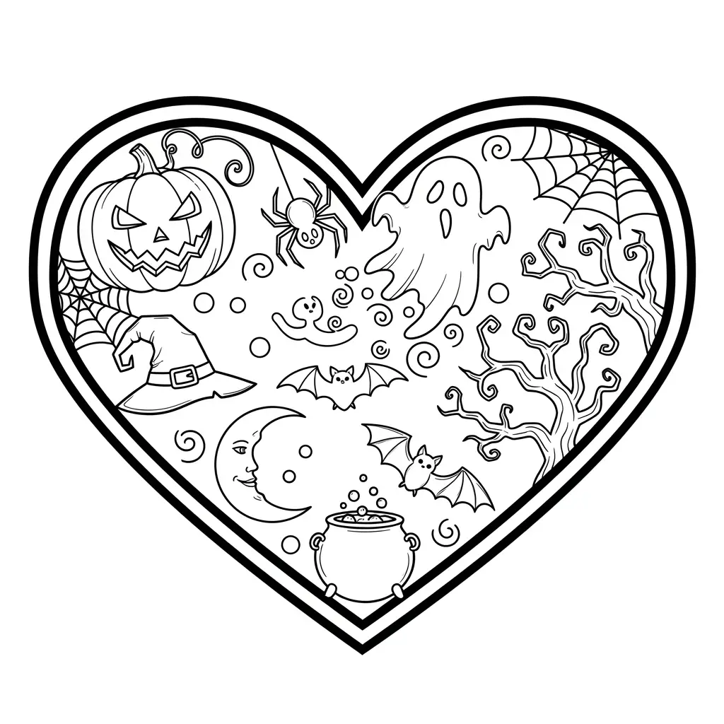 Desenho de Coração de Halloween para colorir