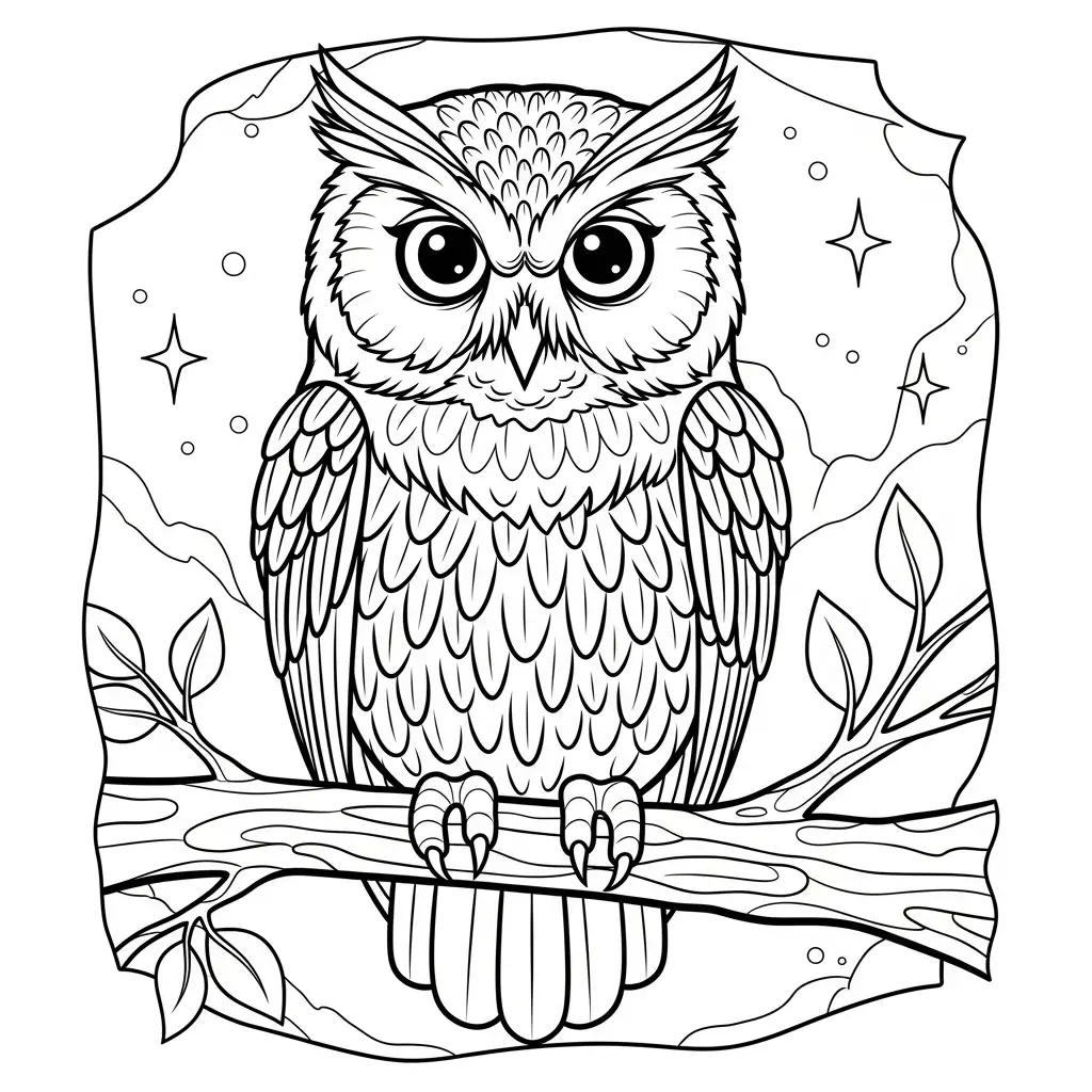 Desenho de Coruja Sábia para colorir