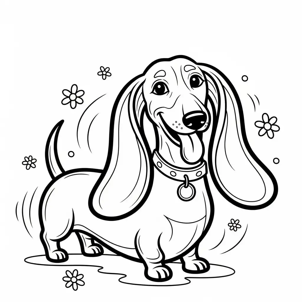 Desenho de Dachshund divertido para colorir