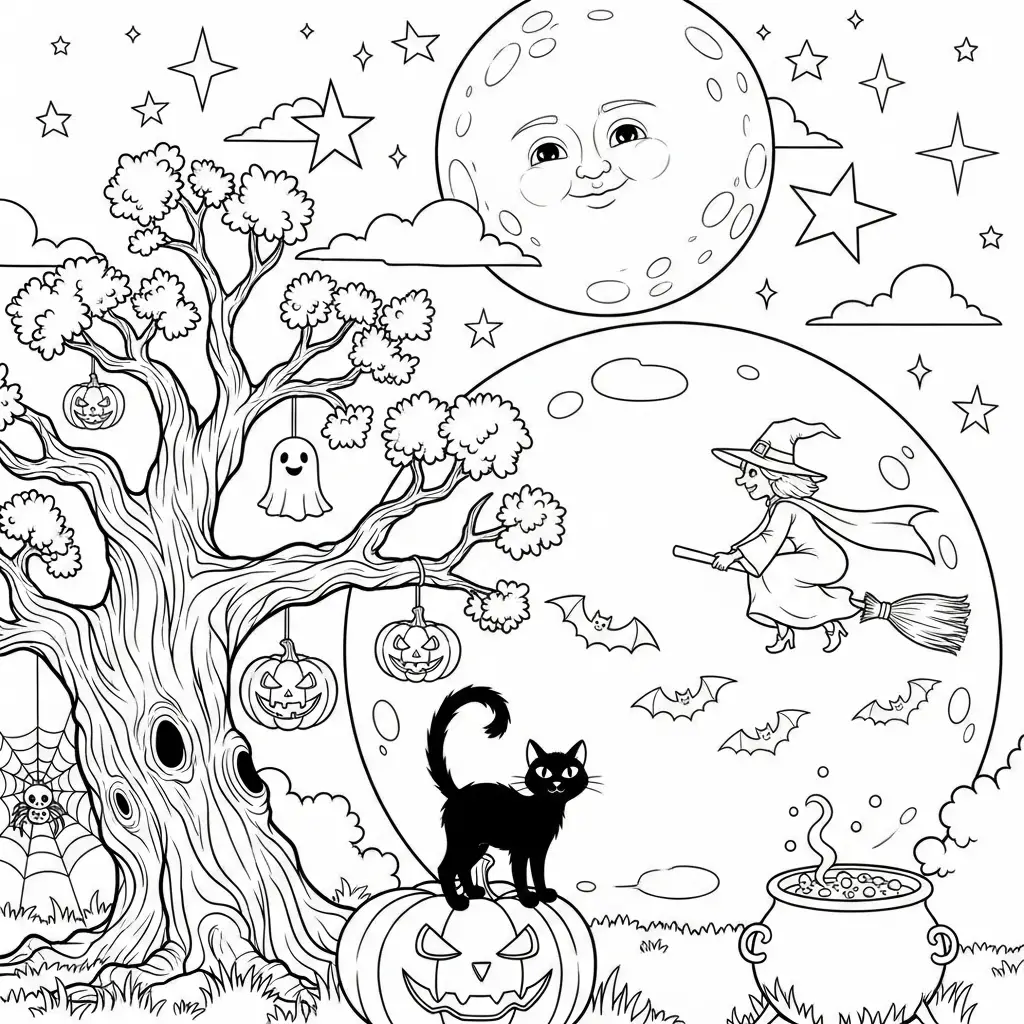 Desenho de Dia das Bruxas encantado para colorir
