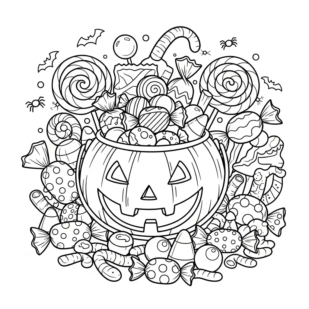 Desenho de Doces de Halloween para colorir