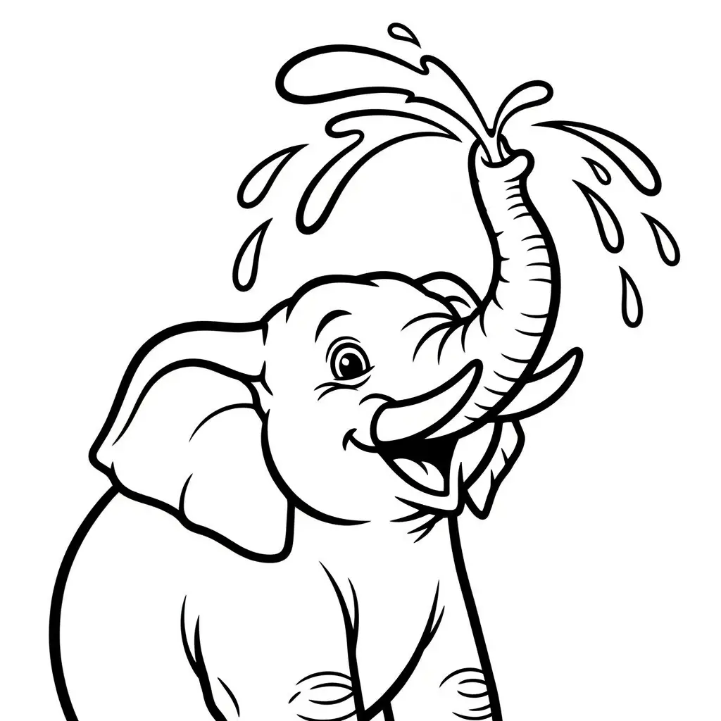 Desenho de Elefante Alegre para colorir