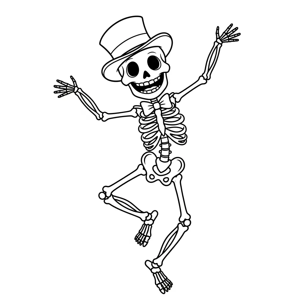 Desenho de Esqueleto dançante para colorir