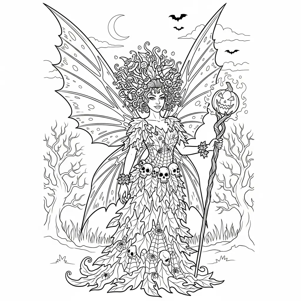 Desenho de Fadas de Halloween para colorir