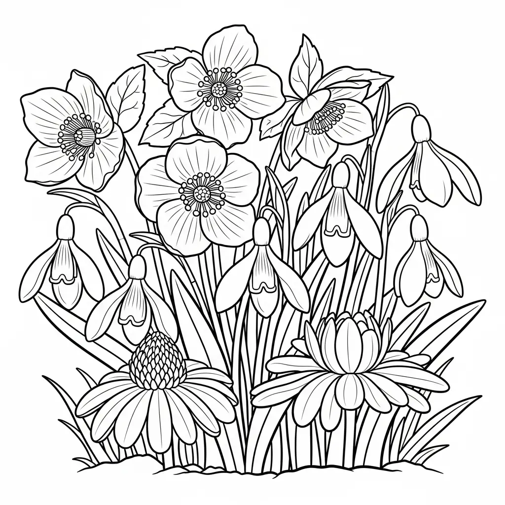 Desenho de Flores Invernais para colorir