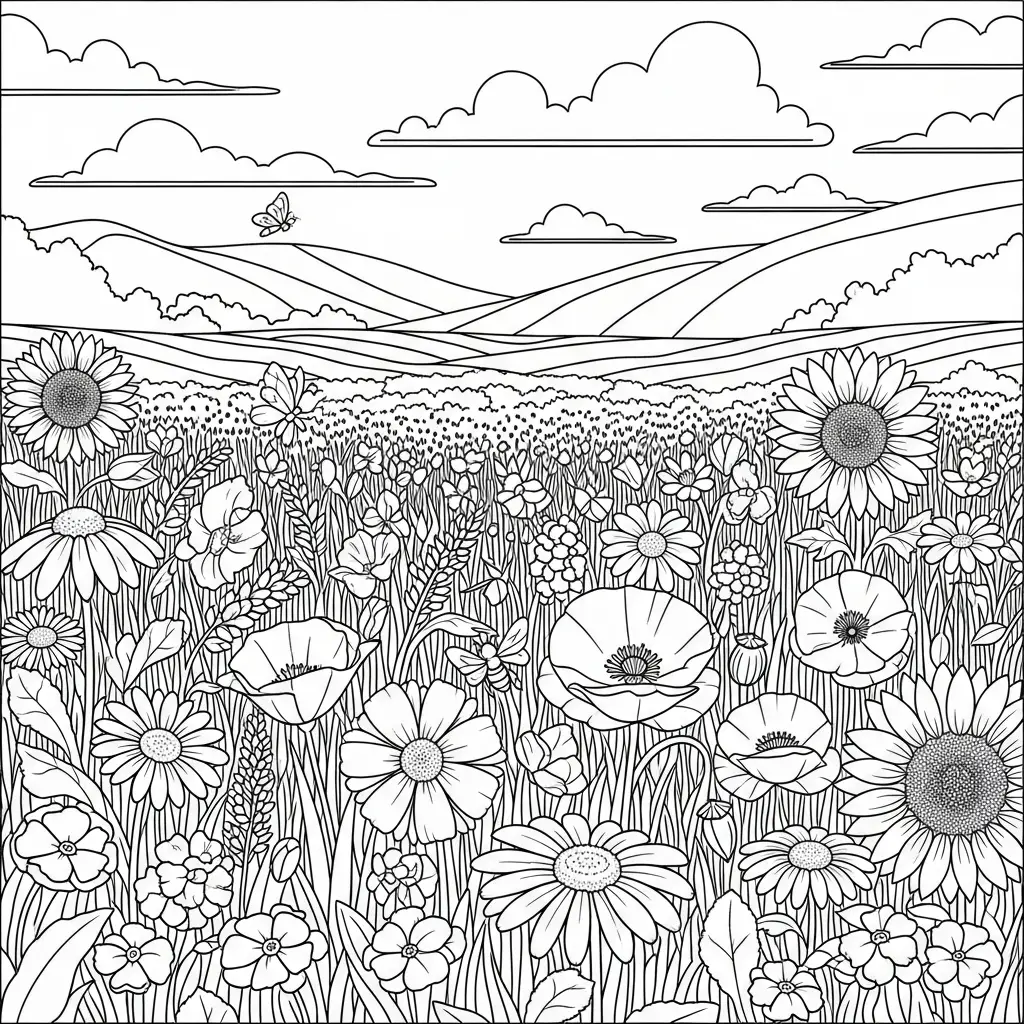 Desenho de Flores Silvestres para colorir