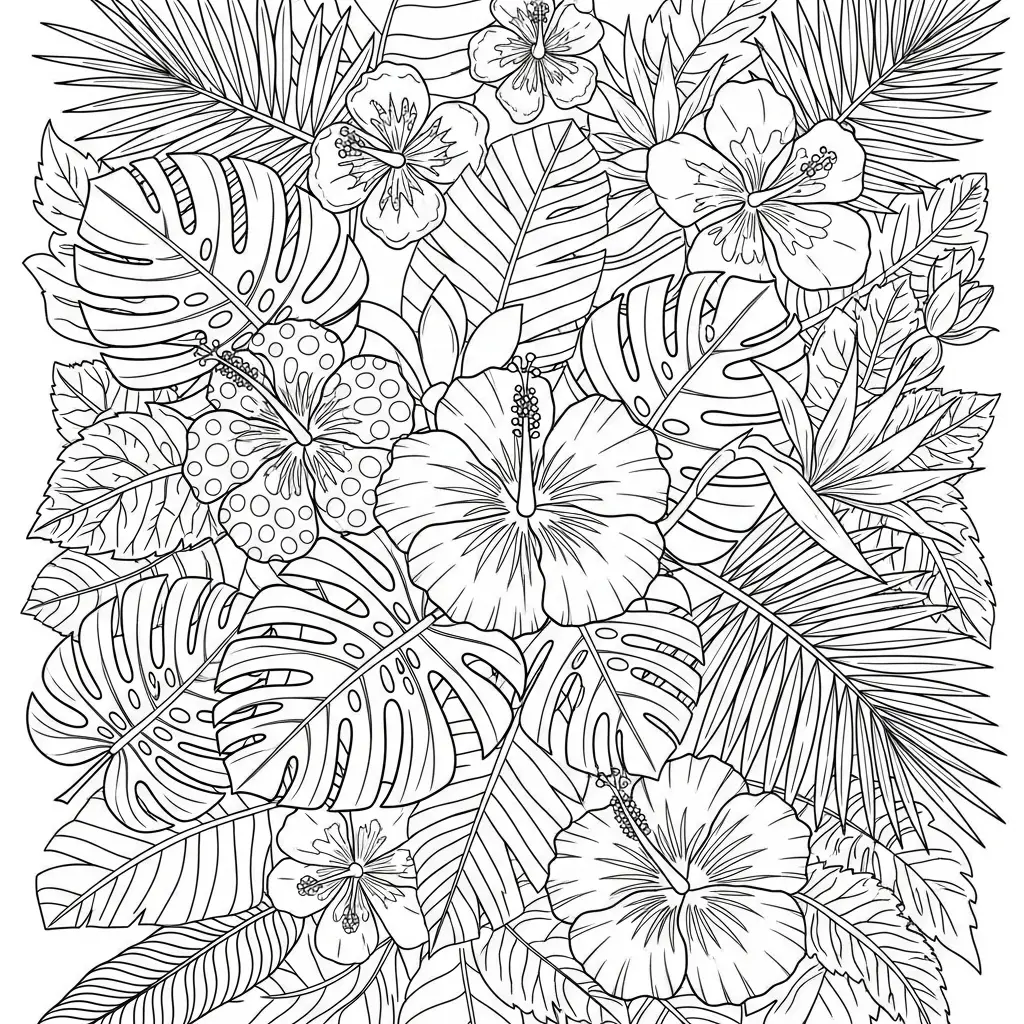 Desenho de Flores Tropicais para colorir