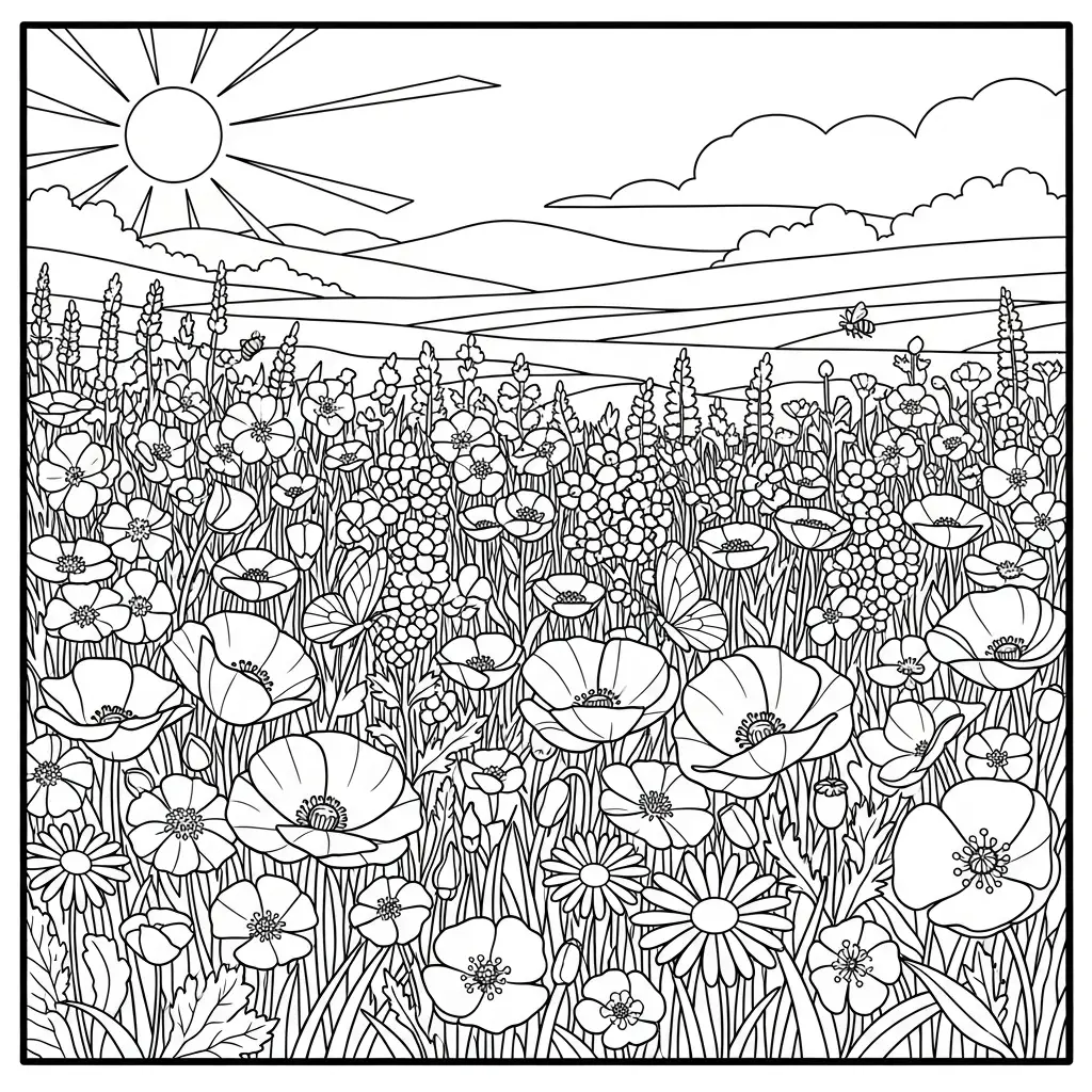 Desenho de Flores do Campo para colorir