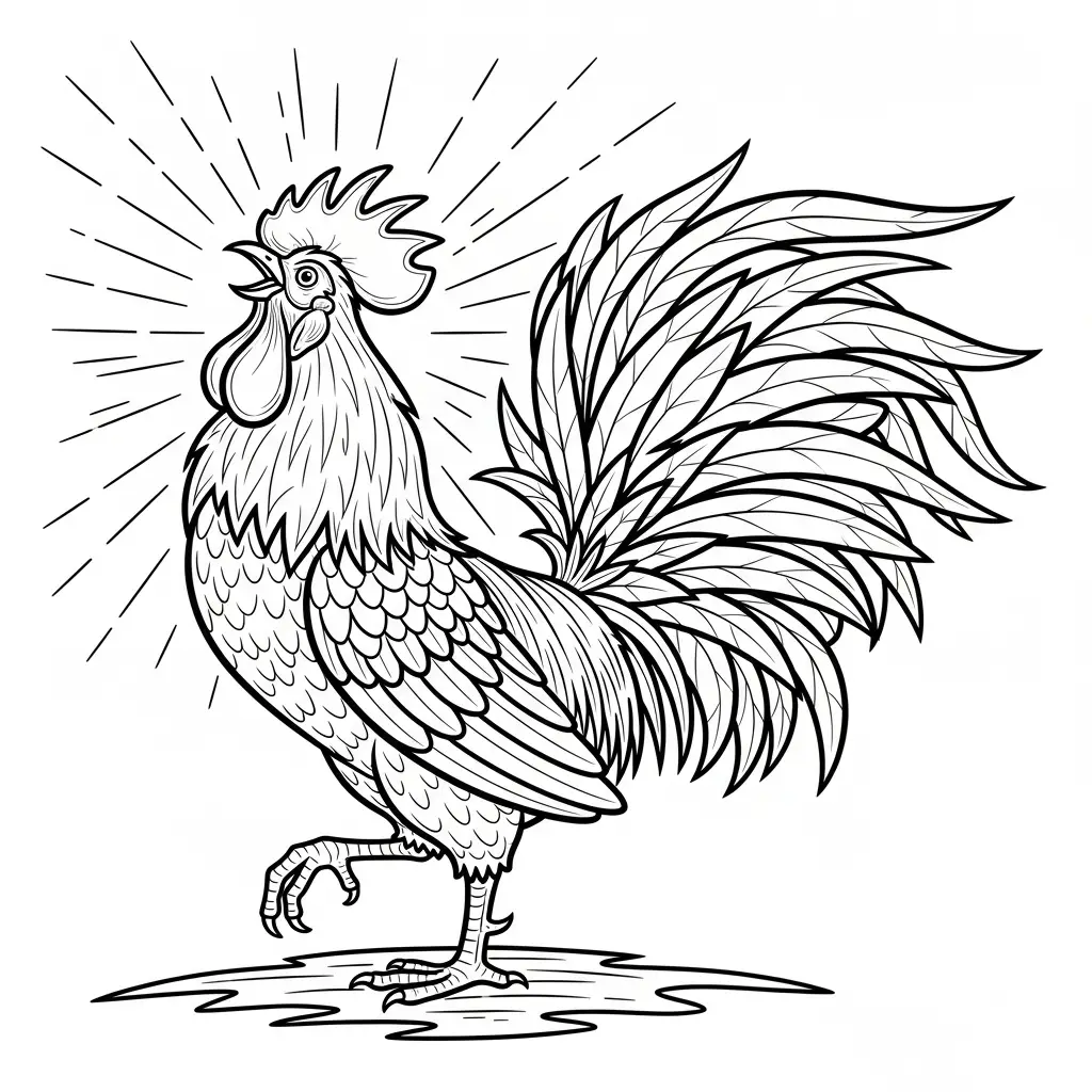 Desenho de Galo colorido para colorir