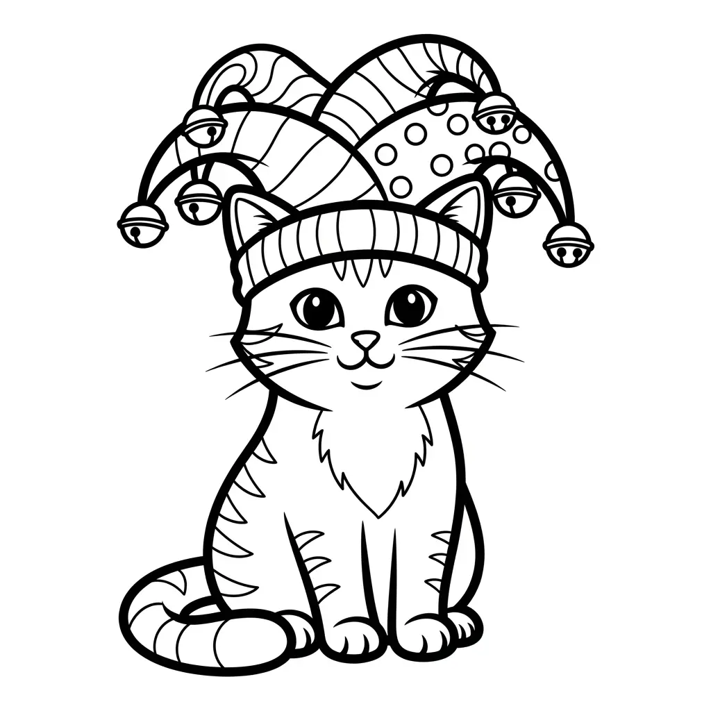 Desenho de Gato com Chapéu para colorir
