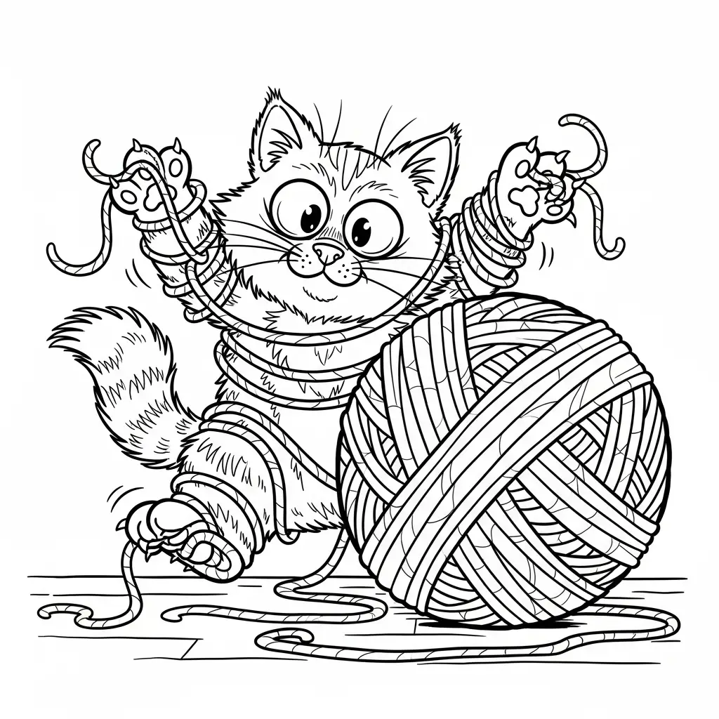 Desenho de Gato divertido para colorir