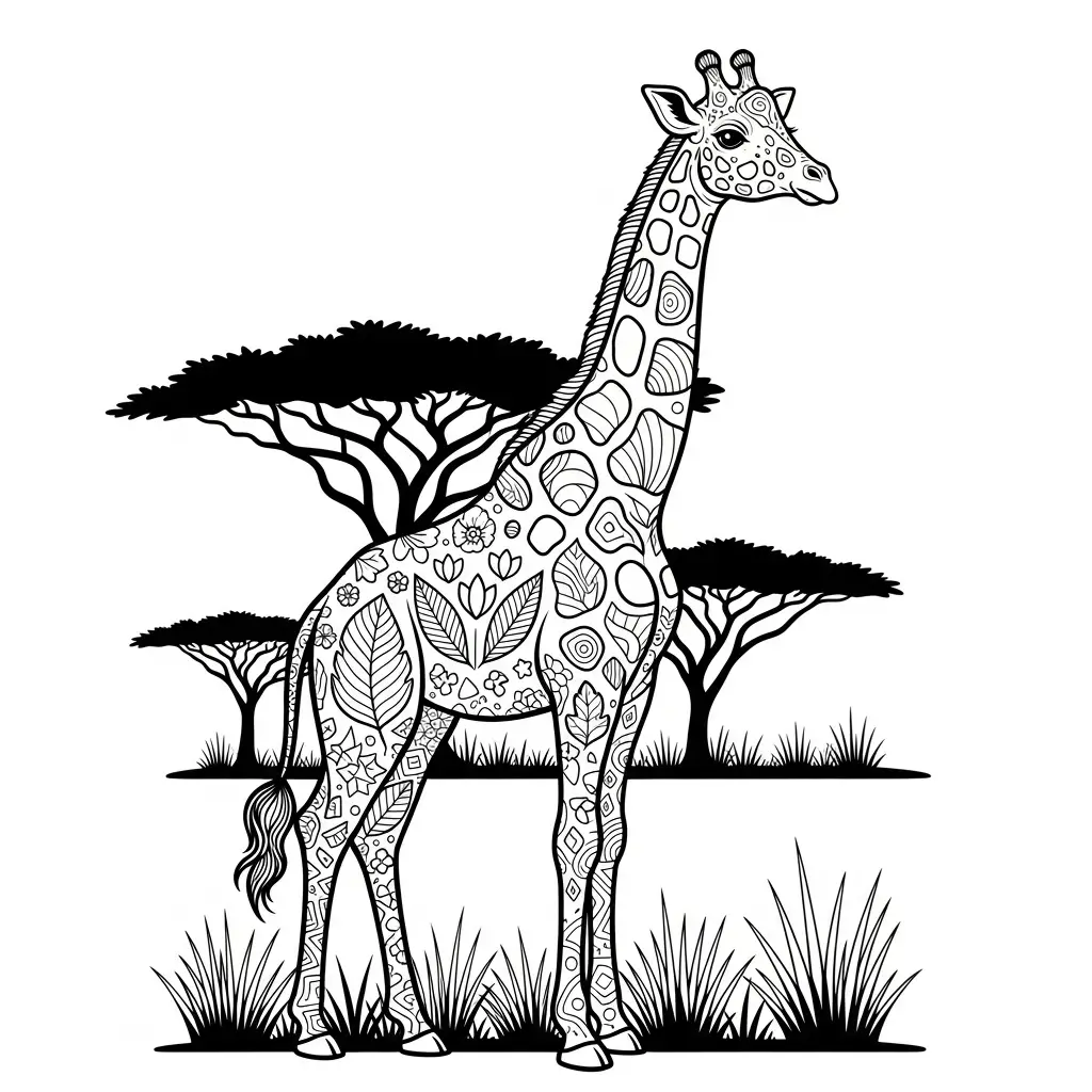 Desenho de Giraffa elegante para colorir